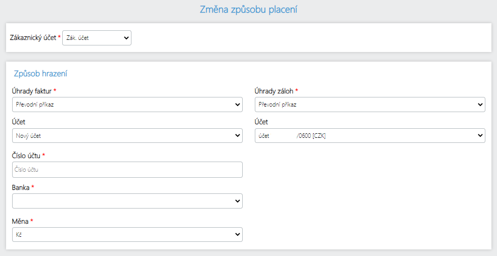 Změna způsobu hrazení - změna